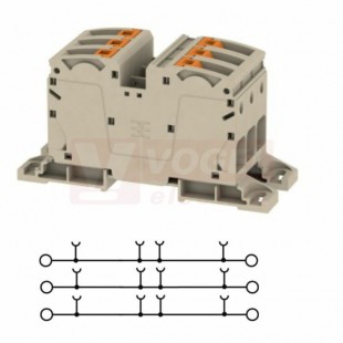 A2C 35 3FT DM svorka řadová, průchozí, PUSH-IN 35mm2, tm.béžová 1/1, š=48mm, 1000V/125A, rozměr 135x48x71,5mm, montáž na desku (2552170000)