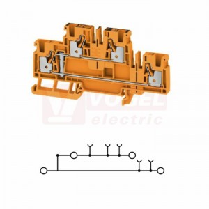 A2T 4 VL OR svorka řadová, dvoupatrová, průchozí PUSH-IN 4mm2, 32A/800V, oranžová, š=6,1mm, nacvakávací TS35 (2552590000)