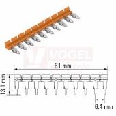 TCC 6,4/10 OR hřeben propojovací oranžový, rozteč 6,4mm, 10 propojek, určeno pro paticová relé (2556360000)