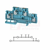 A2T 4 VL BL svorka řadová, dvoupatrová, průchozí PUSH-IN 4mm2, 32A/800V, modrá, š=6,1mm, nacvakávací TS35 (2540030000)