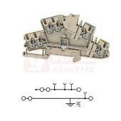 A2T 2,5 3C N-PE svorka řadová, dvoupatrová, PUSH-IN 2,5mm2, 22A/800V, tm.béžová, š=5,1mm, nacvakávací TS35 (2623550000)