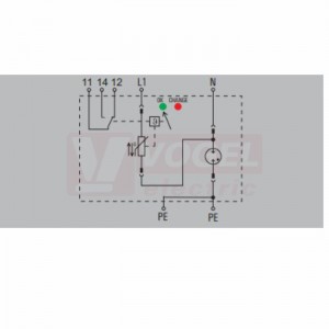 VPU AC II 1+1 300/50 přepěťová ochrana typ 1+3 (L1-N/PE), I imp 20kA/65kA (8/20µs), Uc 300V/305V, bez dálk.signalizace (2591060000)