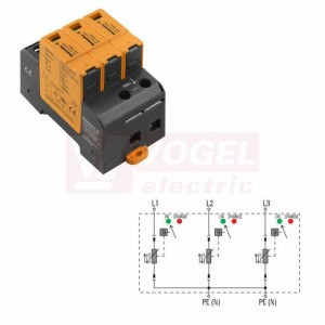 VPU AC II 3 300/50 přepěťová ochrana typ 1+3 (L1-L2-L3/PE(N)), I imp 20kA/50kA (8/20µs), Uc 300V, bez dálk.signalizace (2591160000)