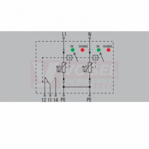 VPU AC II 2 480/50 přepěťová ochrana typ 1+3 (L1-N/PE), I imp 20kA/50kA (8/20µs), Uc 480V, bez dálk.signalizace (2591230000)