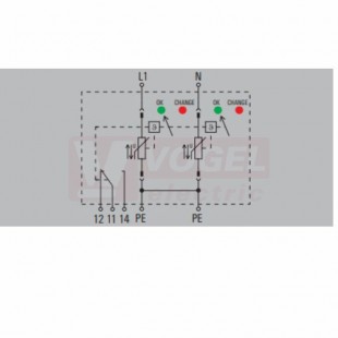 VPU AC II 2 R 750/35 přepěťová ochrana typ 1+3 (L1-N/PE), I imp 20kA/35kA (8/20µs), Uc 750V, s dálk.signalizací (2591310000)