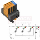 VPU AC I 3+1 R 300/12,5 přepěťová ochrana typ 1+2 (L1-L2-L3-N/PE), I imp 12,5kA/50kA (10/350µs), 20kA/50kA (8/20μs), Uc 300V, s dálk.signalizací (2591470000)
