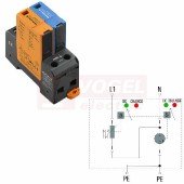 VPU AC I 1+1 R 300/12,5 přepěťová ochrana typ 1+2 (L1-N/PE), I imp 12,5kA/50kA (10/350µs), 20kA/50kA (8/20μs), Uc 300V, s dálk.signalizací (2591490000)