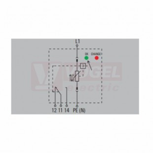 VPU AC II 1 R 75/50 přepěťová ochrana typ 1+3 (L1/PE(N)), I imp 20kA/50kA (8/20μs), Uc 75V, s dálk.signalizací (2591620000)