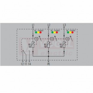 VPU AC II 3 R 300/50 Y přepěťová ochrana typ 1+3 (L1-L2-L3/PE), I imp 20kA/50kA (8/20µs), Uc 300V, s dálk.signalizací (2639330000)