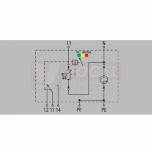 VPU AC II 1+1 R 300/50 Y přepěťová ochrana typ 1+3 (L1-N(PE)), I imp 20kA/65kA (8/20µs), Uc 300V, s dálk.signalizací (2639340000)