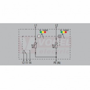VPU AC II 2 R 300/50 Y přepěťová ochrana typ 1+3 (L1-L2/PE(N)), I imp 20kA/50kA (8/20µs), Uc 300V, s dálk.signalizací (2639360000)