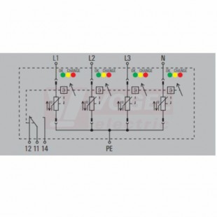 VPU AC II 4 R 300/50 Y přepěťová ochrana typ 1+3 (L1-L2-L3-N/PE), I imp 20kA/50kA (8/20µs), Uc 300V, s dálk.signalizací (2639370000)