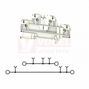 A2T 1,5 KNX WT-YL svorka řadová, dvoupatrová PUSH-IN 1,5mm2, bílá, š=3,5mm, 17,5A/500V, upevnění na DIN lištu TS35 (2652210000)