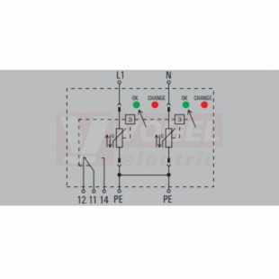 VPU AC II 2 150/50 přepěťová ochrana typ 1+3 (L1-N/PE), I imp 20kA/50kA (8/20μs), Uc 150V, bez dálk.signalizace (2591670000)