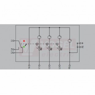 VPU ZPA I 3+1 300/12,5 přepěťová ochrana typ 1+2 (N-L1-L2-L3-PE/PE) I imp 12,5kA/50 (10/350µs), Uc 300V, bez dálk.signalizace (2674380000)