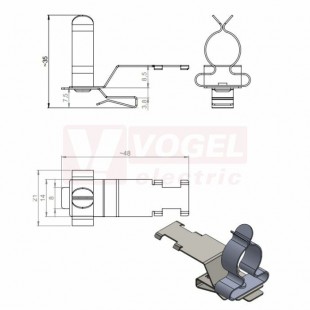 PFSZ/SKL 11-17 stínicí spona s patkou na sběrný pásek, rozměr 41x21x35mm (36787.5)