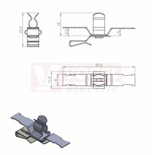 PFS2Z/SKL 6-8 stínicí spona s dvojitou patkou na sběrný pásek, rozměr 50,2x11,8x23,5mm (36787.153)