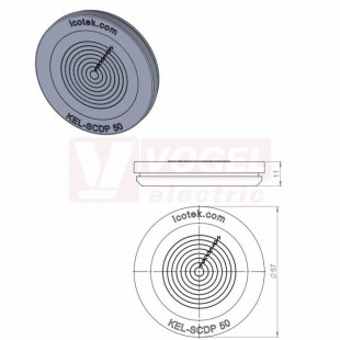 KEL-SCDP 50 membránová průchodka, šedá, vnější pr.57mm, instalační výška 5mm, vel.kulat.výřezu 50,4mm, pro tloušťku plechu 1,5-4mm, pro pr.kabelů 1x 8-36mm (43483)