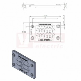 KEL-DPZ6/27 membránová průchodka, šedá RAL7035, dx85,5mm, šx54mm, vx7,5mm, montážní výška 7,5mm, vel.výřezu 52x36mm, 4 šrouby, pr.otvorů pro šrouby 4,5mm, rozsah upínání 27x 2,5-5mm (43814)