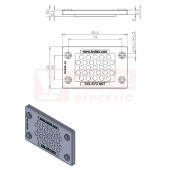 KEL-DPZ6/27 membránová průchodka, šedá RAL7035, dx85,5mm, šx54mm, vx7,5mm, montážní výška 7,5mm, vel.výřezu 52x36mm, 4 šrouby, pr.otvorů pro šrouby 4,5mm, rozsah upínání 27x 2,5-5mm (43814)