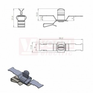 PFS2Z/SKL 1,5-3 stínicí spona s dvojitou patkou na sběrný pásek, rozměr 50,2x11,8x21,4mm (36787.151)