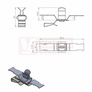 PFS2Z/SKL 3-6 stínicí spona s dvojitou patkou na sběrný pásek, rozměr 50,2x11,8x22mm (36787.152)