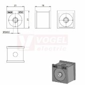 AT-K-M 5 x 0,5 průchodková vložka, malá, se závitem, montážní výška 2mm, rozměr 21x21x19mm, IP66 (39953)