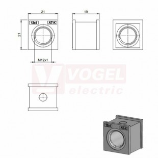 AT-K-M 12 x 1,0 průchodková vložka, malá, se závitem, rozměr 21x21x19mm (39955)