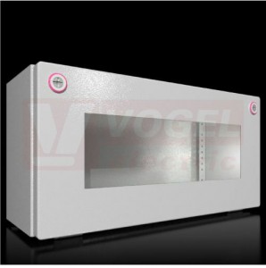 KX1610.000 Rozvodnicová skříňka KX, ŠxVxH: 400x200x155 mm, ocelový plech, s krytem se závěsy a prosklením