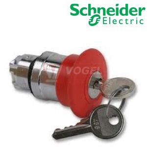 ZB4BS944 Ovládací hlavice stiskací s hřibovým knoflíkem, s aretací, průměr 40mm, uvolněním klíčem Ronis 455, vyjmutí klíče do středu, červená, bez symbolu