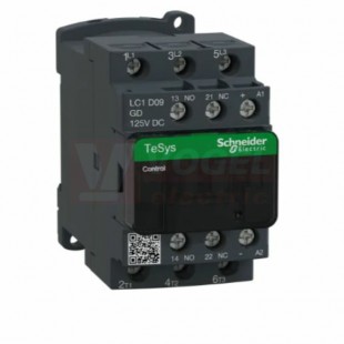 LC1D09GD      Stykač 3P 9A AC-3, 125V DC, pom.kont. 1"Z"+1"V" šroub.svorky