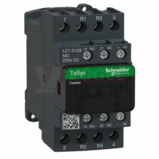 LC1D128MD   Stykač 4P 2Z+2V  25A AC-1, 220V DC, pom.kont. 1"Z"+1"V" šroub.svorky