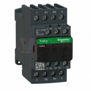 LC1D188BL      Stykač 4P 2Z+2V  32A AC-1, 24V DC, pom.kont. 1"Z"+1"V" šroub.svorky, 2,4 W, cívka s odruš.modulem