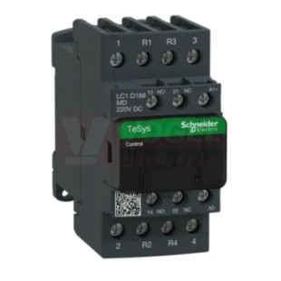 LC1D188MD    Stykač 4P 2Z+2V  32A AC-1, 220V DC, pom.kont. 1"Z"+1"V" šroub.svorky, cívka s odruš.modulem