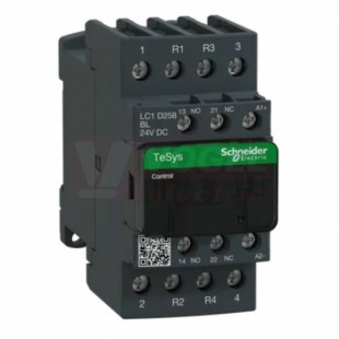 LC1D258BL     Stykač 4P 2Z+2V  40A AC-1, 24V DC, pom.kont. 1"Z"+1"V" šroub.svorky, 2,4 W, cívka s odruš.modulem
