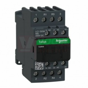 LC1D258MD     Stykač 4P 2Z+2V  40A AC-1, 220V DC, pom.kont. 1"Z"+1"V" šroub.svorky, cívka s odruš.modulem