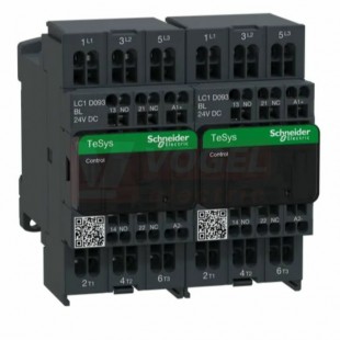 LC2D093P7     Stykač reverzační 3P 9A AC-3, 230V DC, pom.kont. 1"Z"+1"V" pruž.svorky