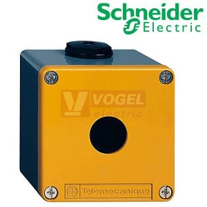 XAPJ1501 Skříň kovová 1-otvor, žluté víko, spodek modrý 80x80mm, hl.vni. 74,5mm
