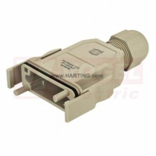 09140010420 Han-Modular ECO hood IP65, pouzdro s integrovanou kabelovou průchodkou, 6-13mm2, horní vstup, kryt polykarbonát PC, RAL7032, IP65