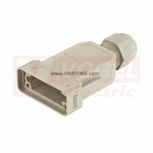 09140010720 Han-Modular ECO coupler IP65, pouzdro s integrovanou kabelovou průchodkou, 6-13mm2, horní vstup, IP65, polykarbonát PC RAL7032, (bez PE)