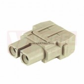 09140023102 Han Modul, konektor, Z, 2pin, 40A/1000V, 1,5-10mm2, krimpovací, polykarbonát, RAL7032, (krimpovací kontakty obj.zvlášť)
