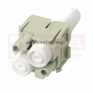 09140023121 Han HV modul, konektor, Z, 2pin 16A/5000V, krimpovací, 0,5-4mm2, polykarbonát/teflon (PTFE), RAL7032 (krimpovací kontakty obj.zvlášť)