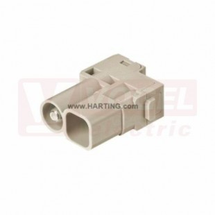 09140052646 Han Hybrid module, vložka konektoru 1pin + 4 signál.kontaky, 70A/1000V, V, 6-16mm², axial, šroubový/lisovací, polykarbonát, RAL7032