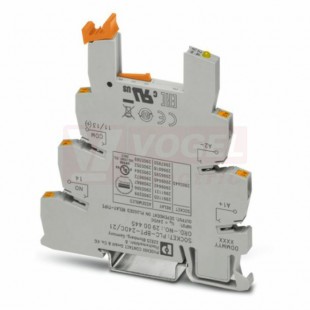 PLC-BPT- 24DC/21 Patice pro relé š 6,2 mm s připojením push-in, pro 24VDC, LED indikace, svorky A1+, A2-, 13, 14 (2900445)