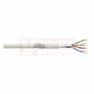 FTP kabel Cat.5e 4x2x0,5 drát, stíněný Al folie+oplet, LOGILINK CPV009  F/UTP, plášť PVC šedý pro vnitřní použití