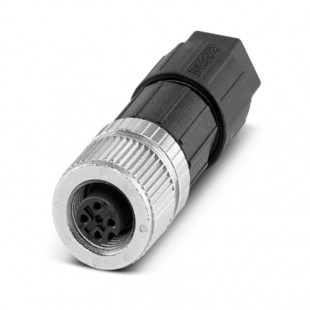 SACC-M12FS-5PL M konektor M12/5-pin/přímý/zásuvka/kód-A, nestíněný, připojení vodičů pružinové Push-Lock, rýhovaný materiál zinkový odlitek, niklovaný, sevření kabelu 4-8mm (1424652)