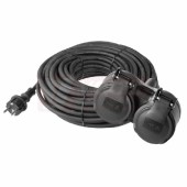 Prodlužovák  2 zás. 25m (P0604) černý 3x1,5mm2 H05RR-F, GUMA, 16A/250V, max.zátěž 3680W, IP44, dětské clonky