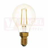Žárovka LED E14 230VAC   2W Globe G45 A++, provedení FILAMENT VINTAGE, baňka kouřová, teplá bílá 2200K, 170 lumen, nestmívatelná, živ. 25000h., náhrada za 18W, rozměr 45x78mm (EMOS - Z74305)