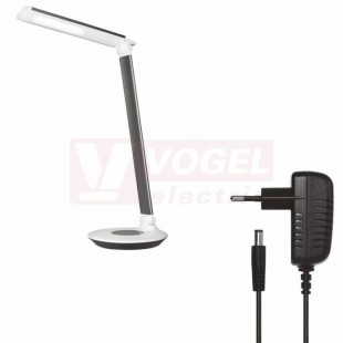 Stolní lampa LED  6W DEXTER, 100-240V, barva bílá/antracit, 300lm, 4000K neutr.bílá, stmívatelná/6 stupňů, kabel 1,5m, 12V/500mA, živ.30 000hod., rozměr 170x170x340mm, IP20 (Z7594)