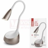 Stolní lampa LED  4,5W OLIVIA, 220-240V, barva bílá, 450lm, 4000K neutr.bílá, délka kabelu 1,6m, rozměr 130x430mm, IP20 (Z7601W)